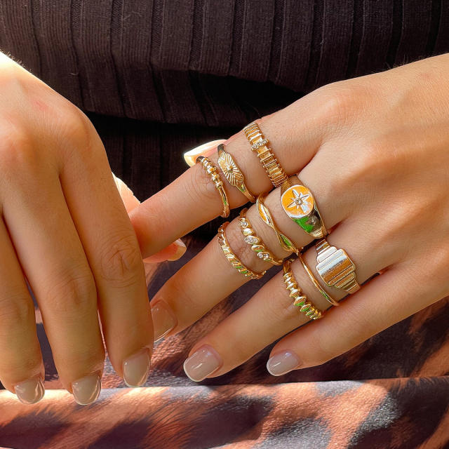 Chunky alloy finger rings stackable rings for women