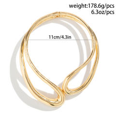 Vintage chunky alloy hollow out choker necklace bangle set