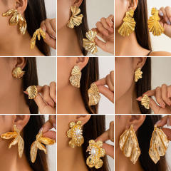 Punk trend gold silver color alloy chunky earrings