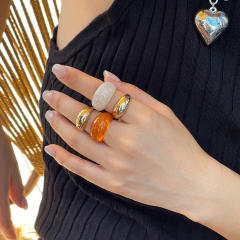 Geometric chunky acrylic alloy finger rings set