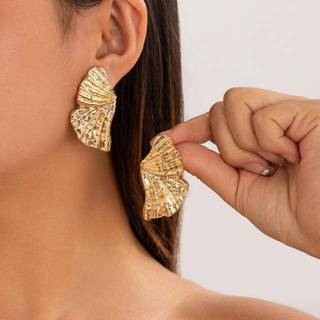 Punk trend gold silver color alloy chunky earrings