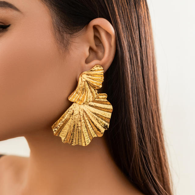 Punk trend gold silver color alloy chunky earrings