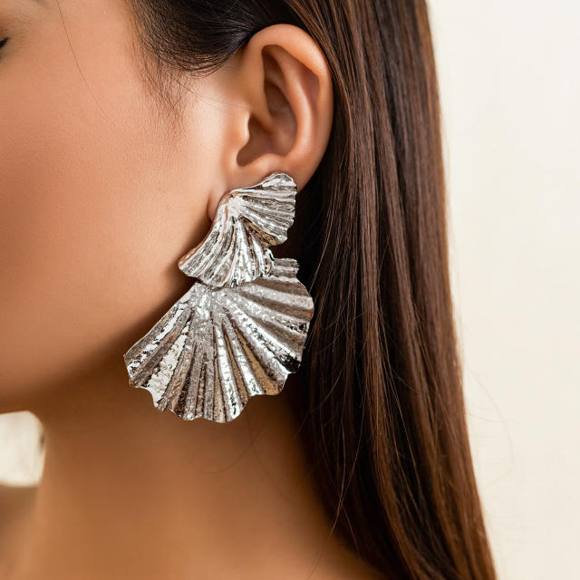 Punk trend gold silver color alloy chunky earrings