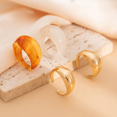 Geometric chunky acrylic alloy finger rings set