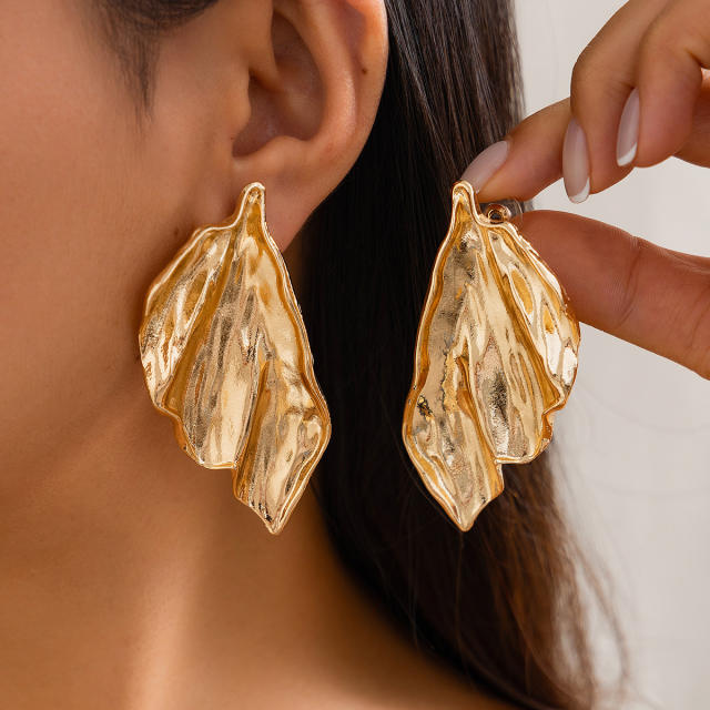Punk trend gold silver color alloy chunky earrings
