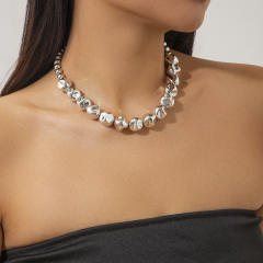 Chunky irregular CCB bead choker necklace bracelet set