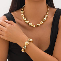 Chunky irregular CCB bead choker necklace bracelet set