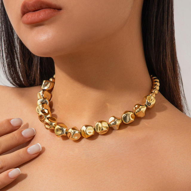Chunky irregular CCB bead choker necklace bracelet set