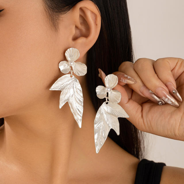 Punk trend gold silver color alloy chunky earrings