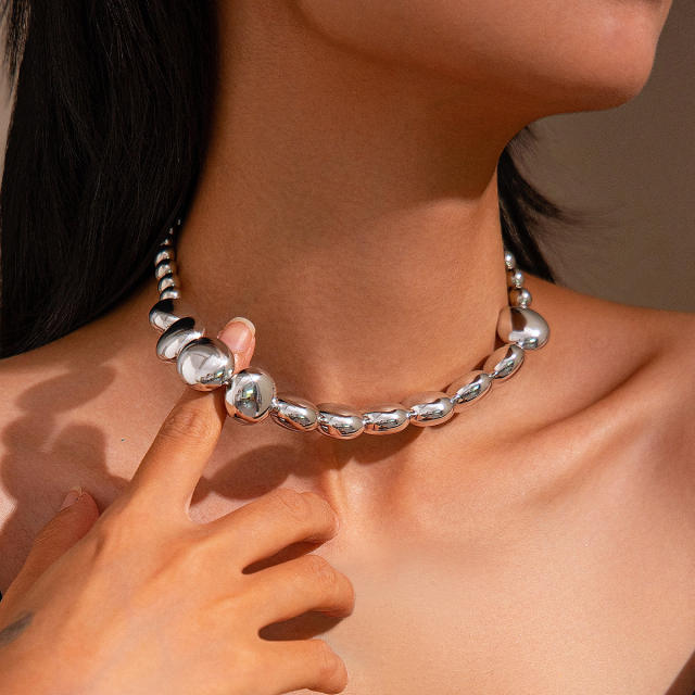 Chunky irregular CCB bead choker necklace bracelet set