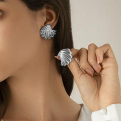 Punk trend gold silver color alloy chunky earrings