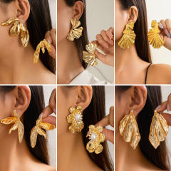 Punk trend gold silver color alloy chunky earrings