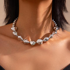 Chunky irregular CCB bead choker necklace bracelet set