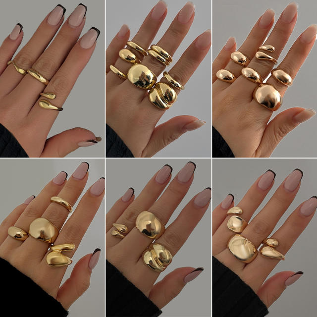 Chunky alloy finger rings stackable rings for women