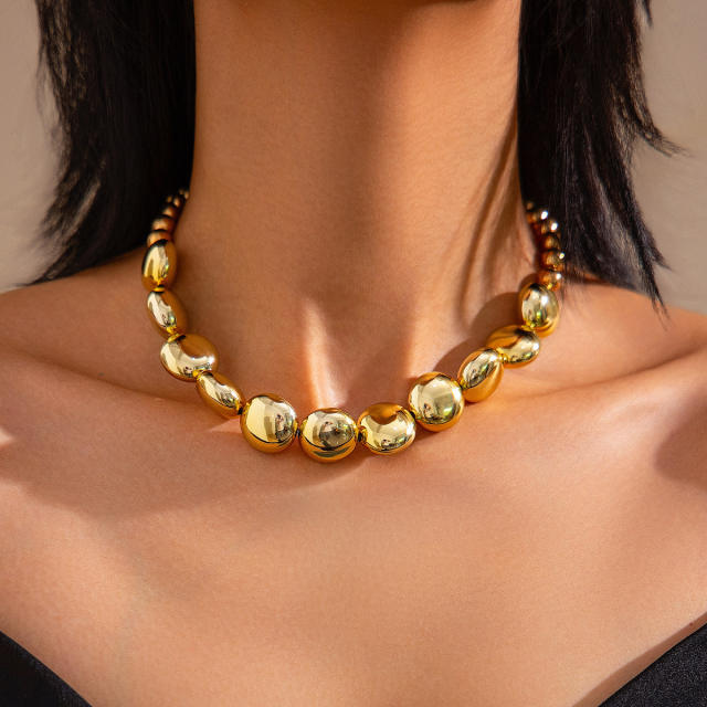 Chunky irregular CCB bead choker necklace bracelet set