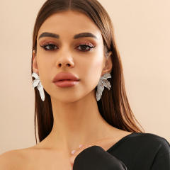 Vintage gold silver alloy flower chunky earrings