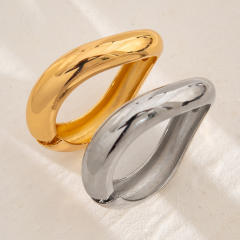 Punk trend chunky gold color wide bangle band set