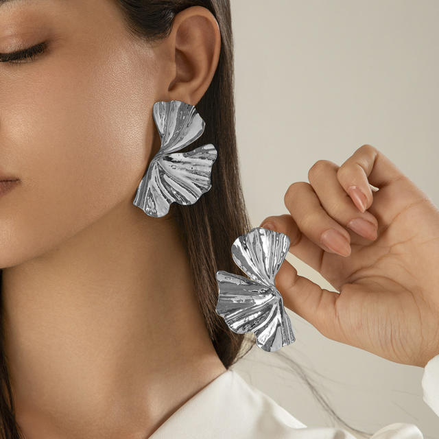 Punk trend gold silver color alloy chunky earrings