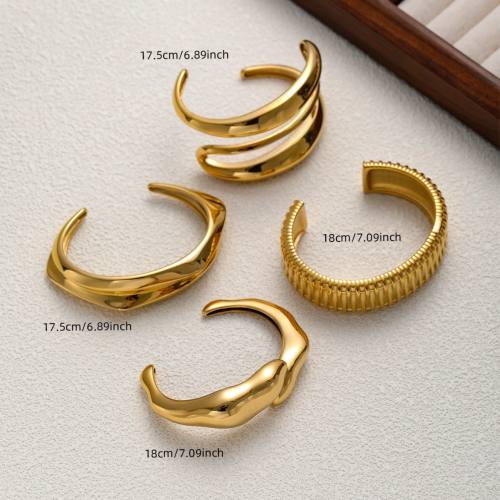Chunky gold color stainless steel geometric bangles collection