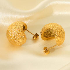 18KG chunky frosted hammer pattern stainless steel earrings