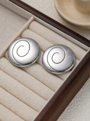 Concise easy match geometric round piece stainless steel necklace set