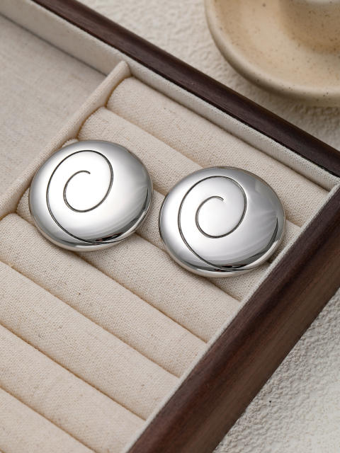 Concise easy match geometric round piece stainless steel necklace set