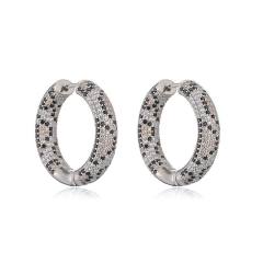 Personality leopard pattern full diamond copper huggie earrings