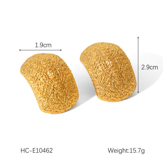 18KG chunky hammer pattern frosted stainless steel bigger earrings