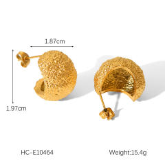 18KG chunky frosted hammer pattern stainless steel earrings