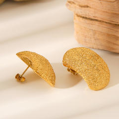 18KG chunky hammer pattern frosted stainless steel bigger earrings