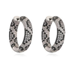 Personality leopard pattern full diamond copper huggie earrings