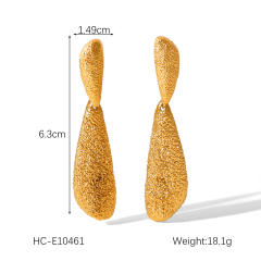 Creative drop shape frosted hammer pattern stainless steel earrings