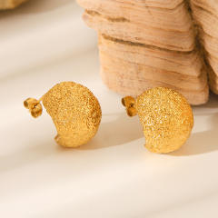 18KG chunky frosted hammer pattern stainless steel earrings