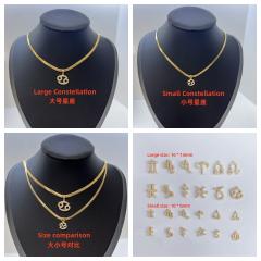 Diamond zodiac pendant gold plated copper necklace