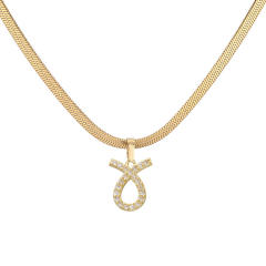 Diamond zodiac pendant gold plated copper necklace