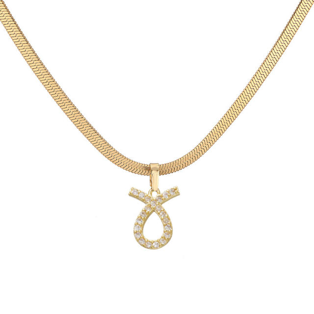 Diamond zodiac pendant gold plated copper necklace