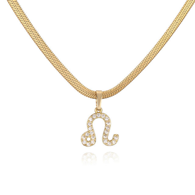 Hot sale diamond zodiac pendant copper necklace