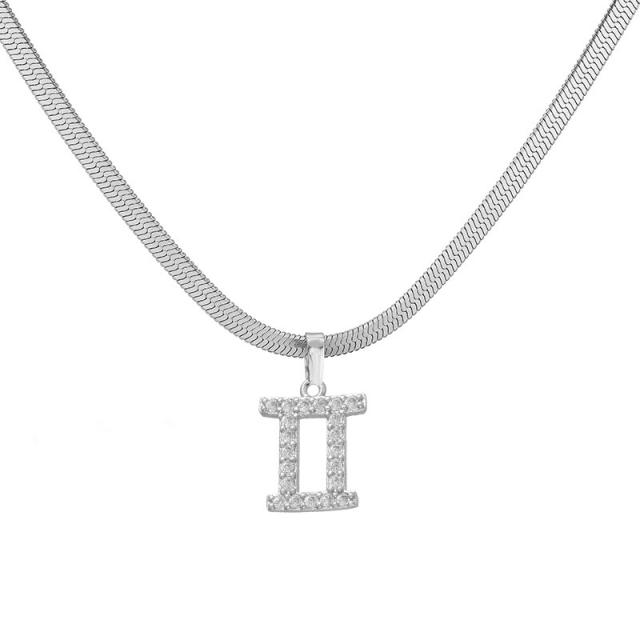 Hot sale diamond zodiac pendant copper necklace