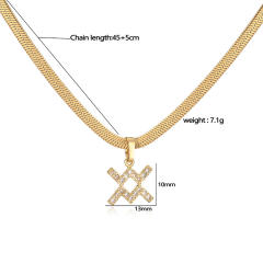 Hot sale diamond zodiac pendant copper necklace
