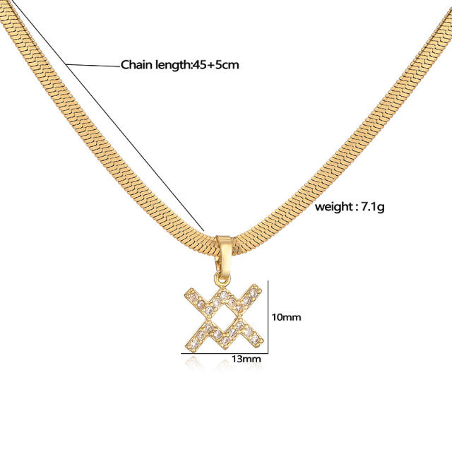 Hot sale diamond zodiac pendant copper necklace