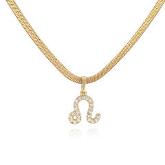 Diamond zodiac pendant gold plated copper necklace