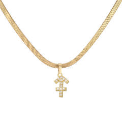 Diamond zodiac pendant gold plated copper necklace