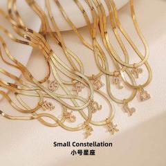 Diamond zodiac pendant gold plated copper necklace