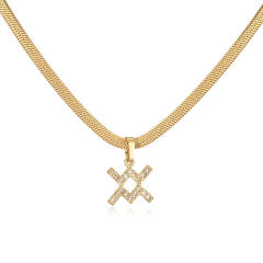 Hot sale diamond zodiac pendant copper necklace