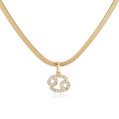 Hot sale diamond zodiac pendant copper necklace