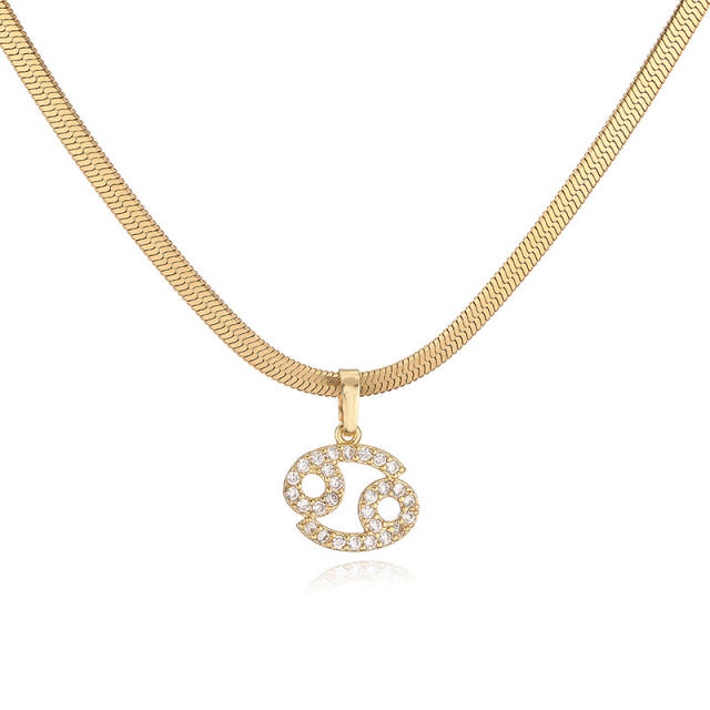 Hot sale diamond zodiac pendant copper necklace