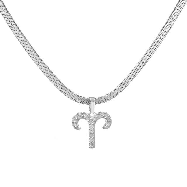 Hot sale diamond zodiac pendant copper necklace