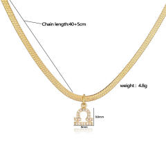 Diamond zodiac pendant gold plated copper necklace