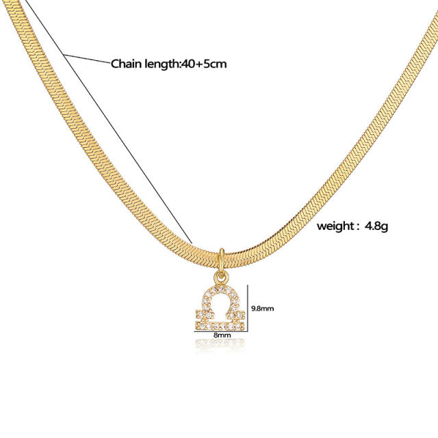 Diamond zodiac pendant gold plated copper necklace