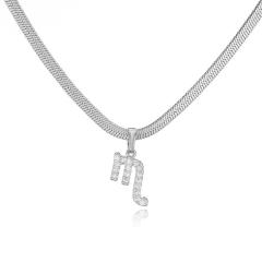Diamond zodiac pendant gold plated copper necklace
